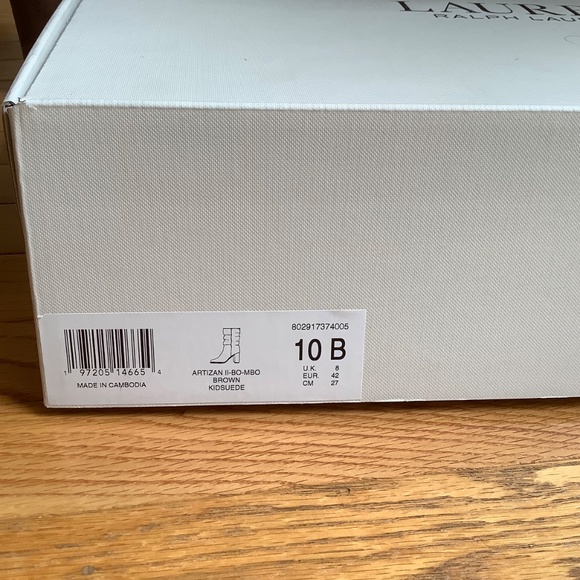 Ralph Lauren Artizan II Suede Heeled Boot Brown Kidsuede SZ 10 - Picture 15 of 16